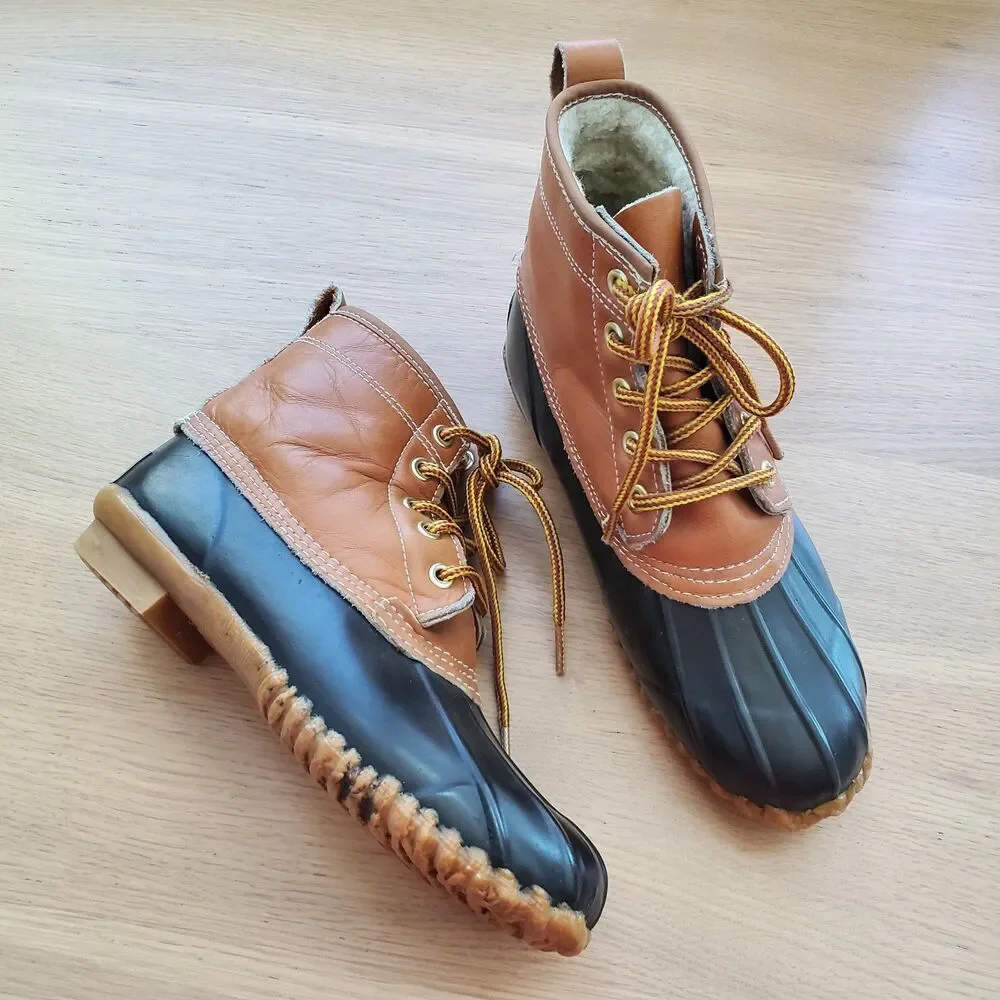 Vintage 80s Sporto Brown Leather Duck Boots